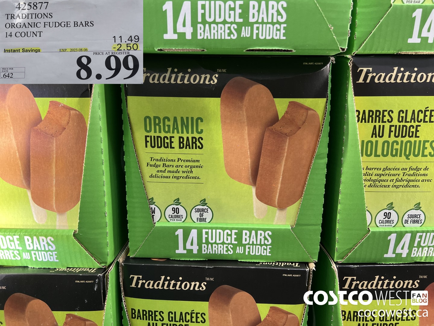 425877 TRADITIONS ORGANIC FUDGE BARS 14 COUNT ($2.50 INSTANT SAVINGS EXPIRES ON 2023-08-06) $8.99