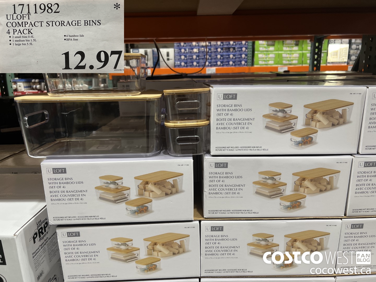 1711982 ULOFT COMPACT STORAGE BINS 4 PACK $12.97