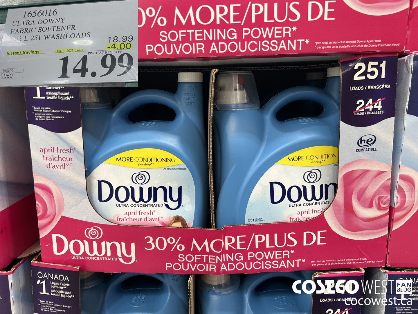 1656016 ULTRA DOWNY FABRIC SOFTENER 5.03 L 251 WASHLOADS ($4.00 INSTANT SAVINGS EXPIRES ON 2023-09-03) $14.99