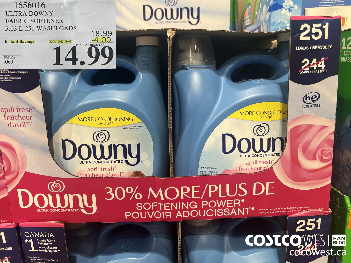 1656016 ULTRA DOWNY FABRIC SOFTENER 5.03 L 251 WASHLOADS ($4.00 INSTANT SAVINGS EXPIRES ON 2023-09-03) $14.99