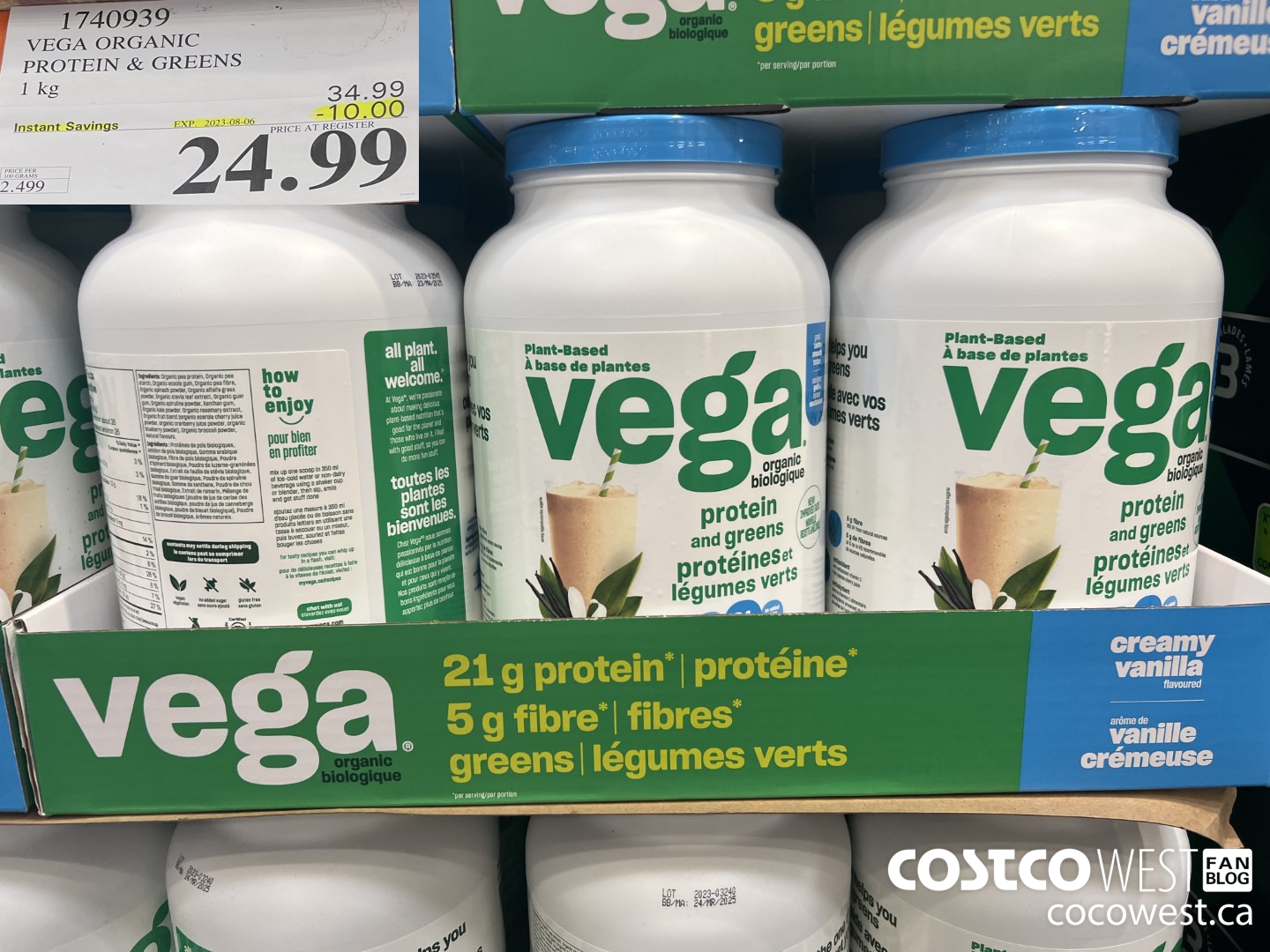 1740939 VEGA ORGANIC PROTEIN & GREENS 1 KG ($10.00 INSTANT SAVINGS EXPIRES ON 2023-08-06) $24.99