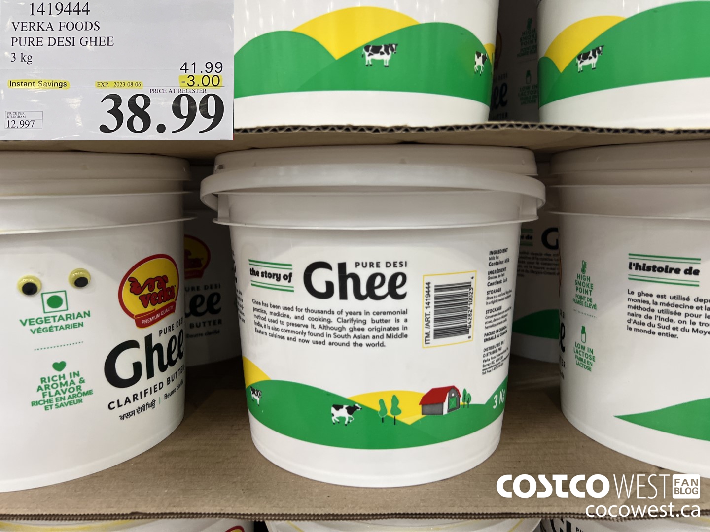 1419444 VERKA FOODS PURE DESI GHEE 3 kg ($3.00 INSTANT SAVINGS EXPIRES ON 2023-08-06) $38.99