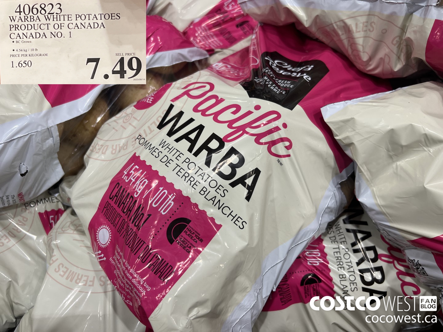 406823 WARBA WHITE POTATOES PRODUCT OF CANADA CANADA NO. 1 $7.49