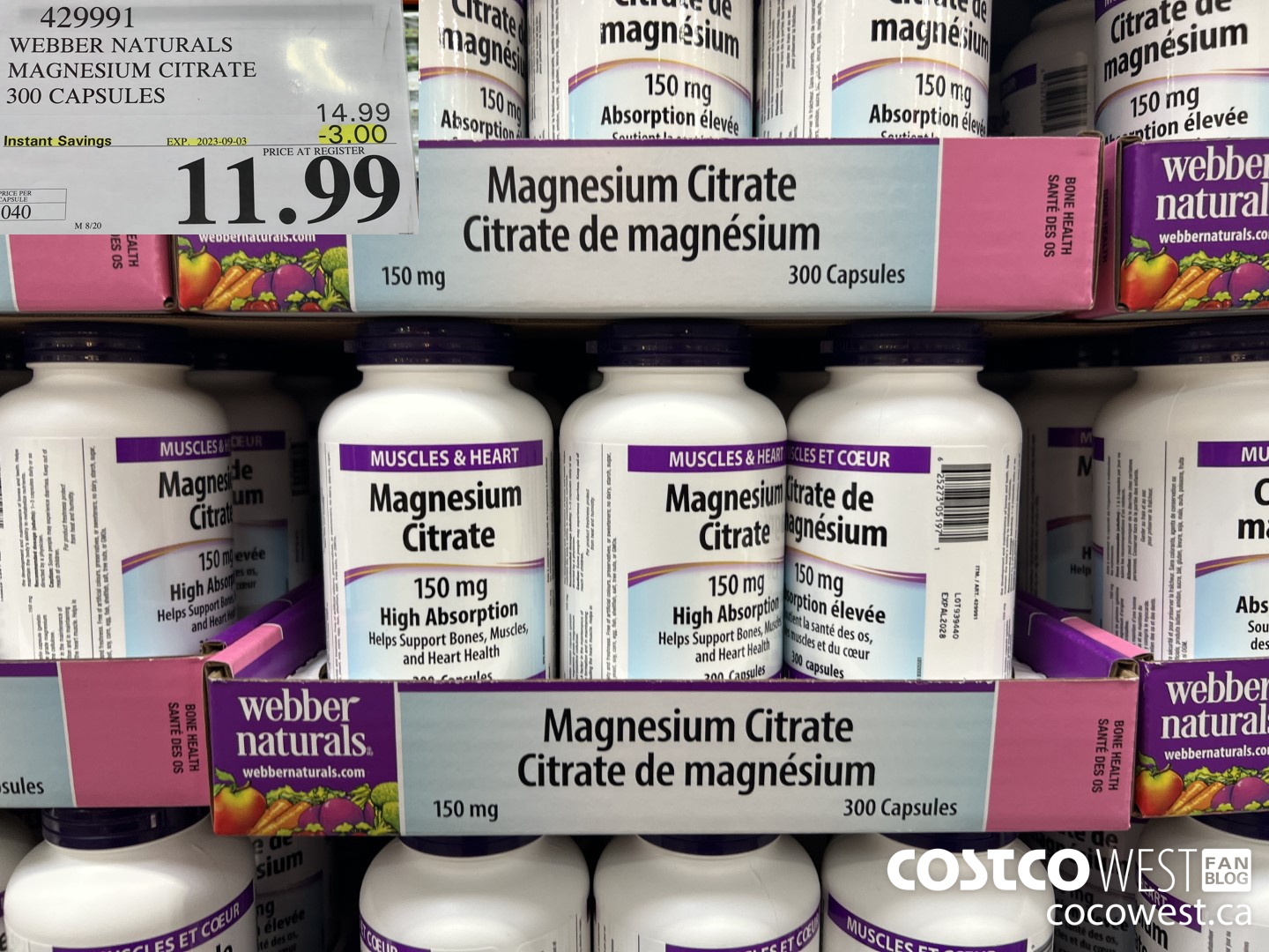 429991 WEBBER NATURALS MAGNESIUM CITRATE 300 CAPSULES ($3.00 INSTANT SAVINGS EXPIRES ON 2023-09-03) $11.99
