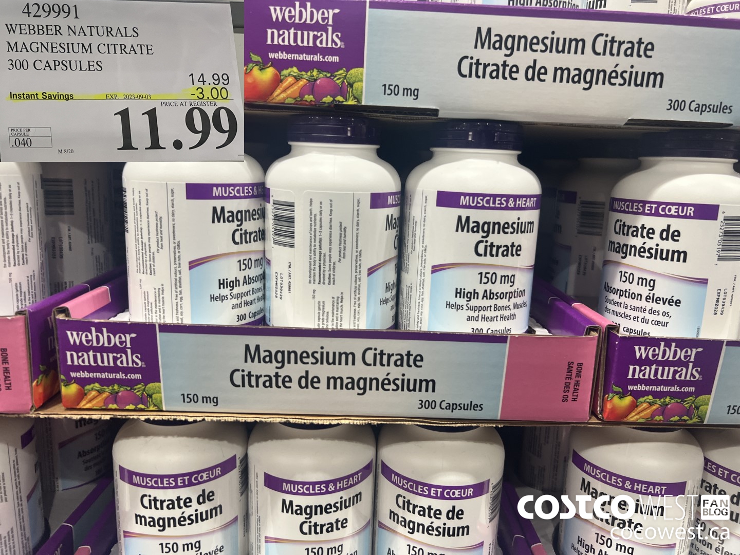 429991 WEBBER NATURALS MAGNESIUM CITRATE 300 CAPSULES ($3.00 INSTANT SAVINGS EXPIRES ON 2023-09-03) $11.99