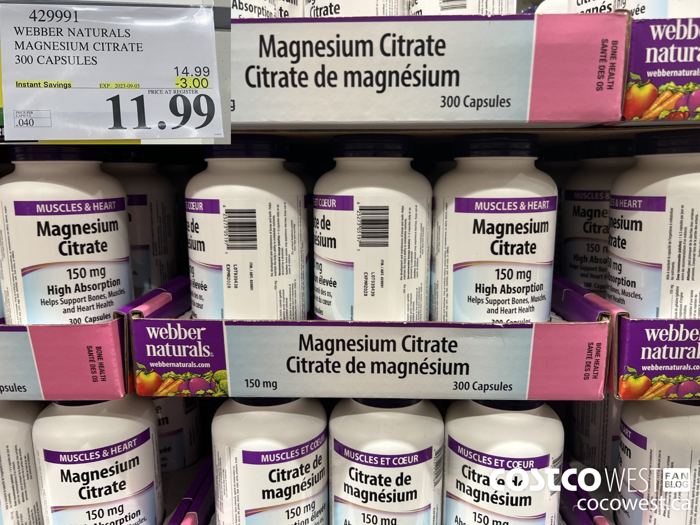 429991 WEBBER NATURALS MAGNESIUM CITRATE 300 CAPSULES ($3.00 INSTANT SAVINGS EXPIRES ON 2023-09-03) $11.99