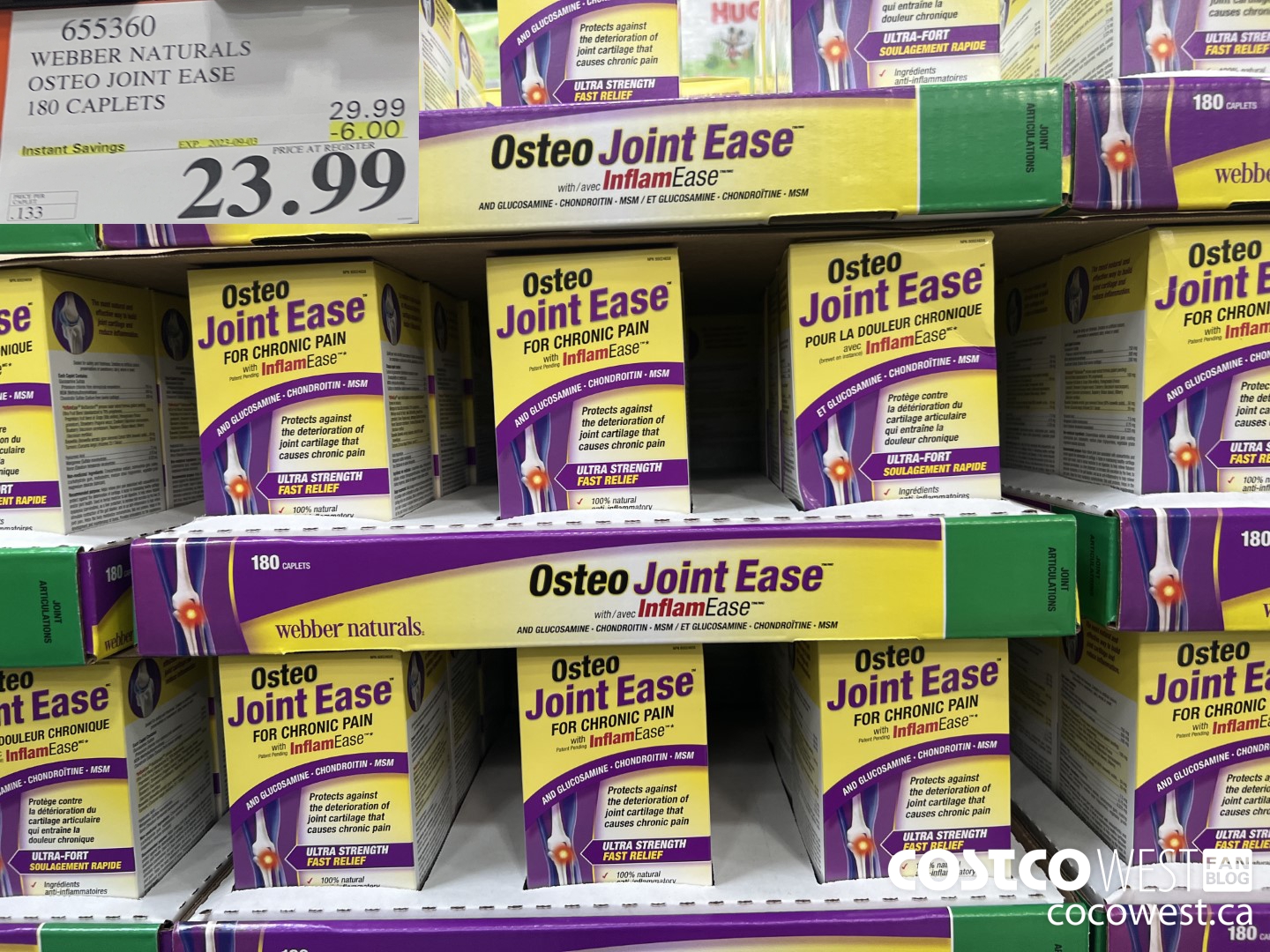 655360 WEBBER NAURALS OSTEO JOINT EASE 180 CAPLETS ($6.00 INSTANT SAVINGS EXPIRES ON 2023-09-03) $23.99