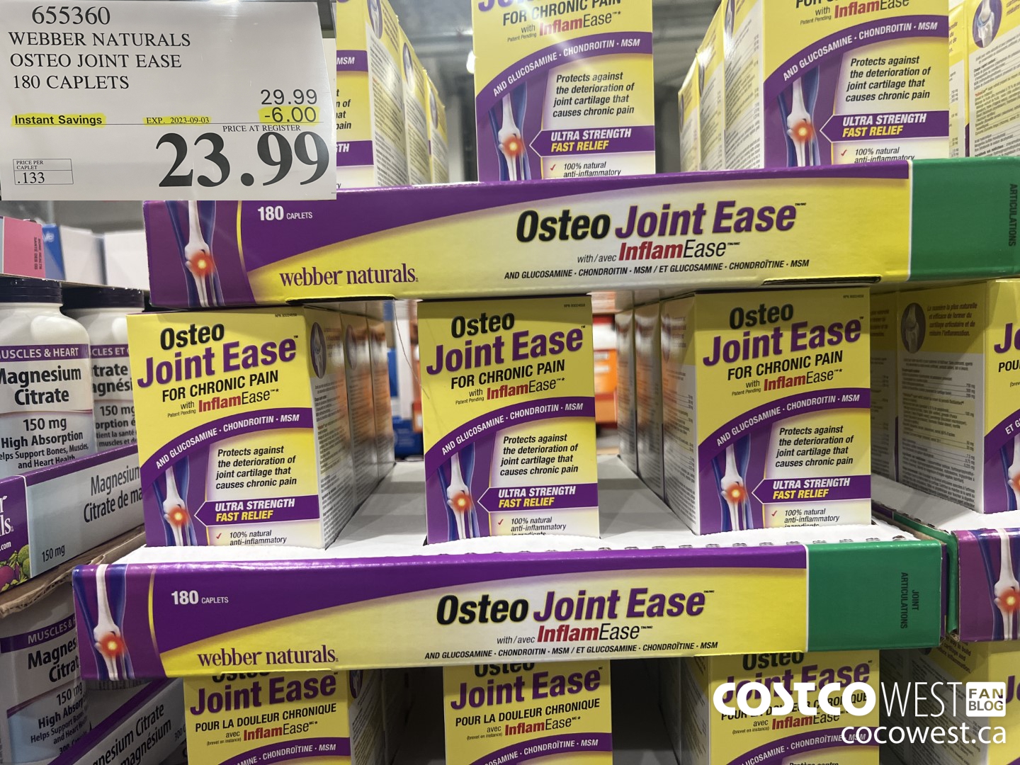 655360 WEBBER NAURALS OSTEO JOINT EASE 180 CAPLETS ($6.00 INSTANT SAVINGS EXPIRES ON 2023-09-03) $23.99