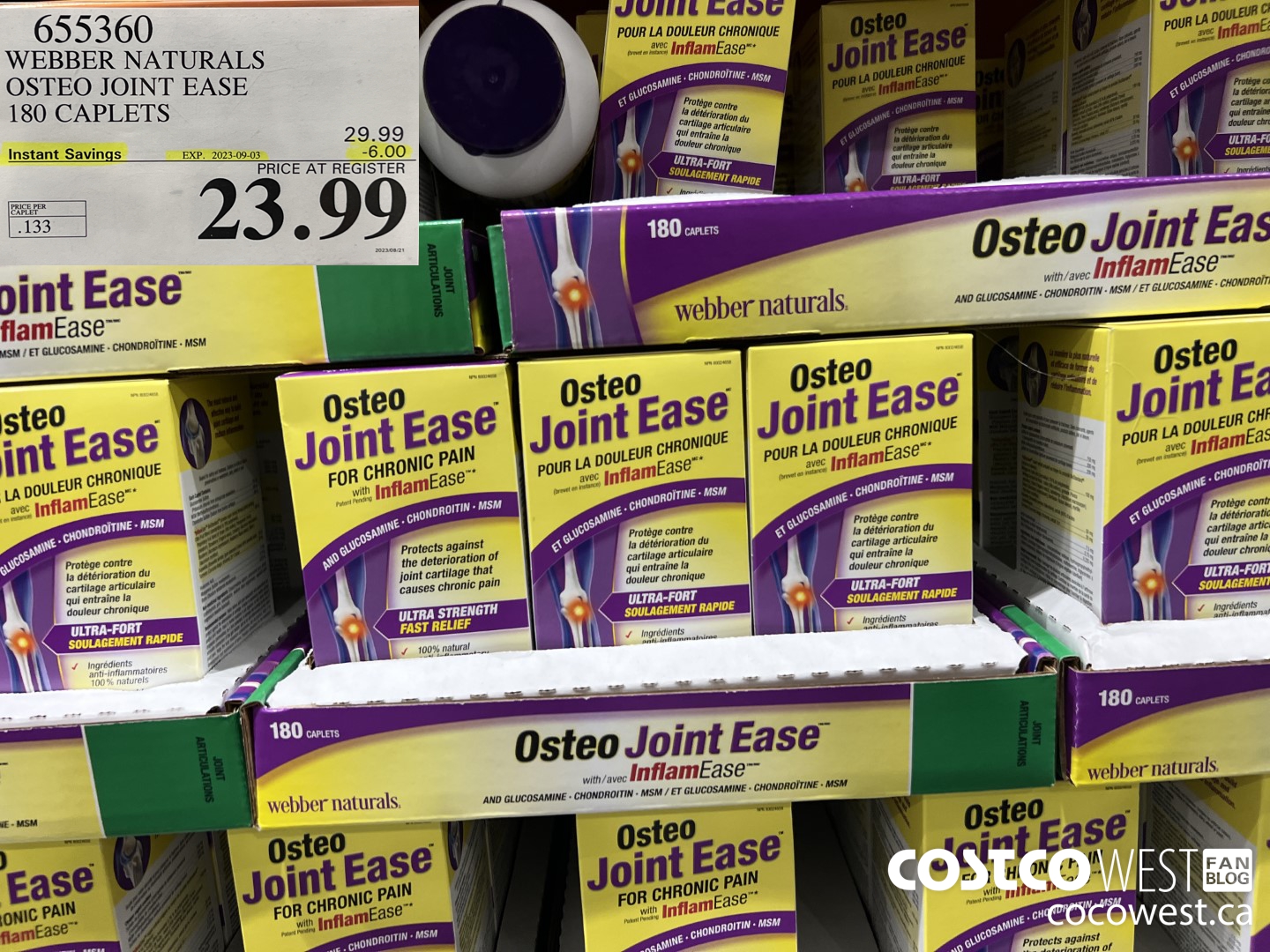 655360 WEBBER NAURALS OSTEO JOINT EASE 180 CAPLETS ($6.00 INSTANT SAVINGS EXPIRES ON 2023-09-03) $23.99