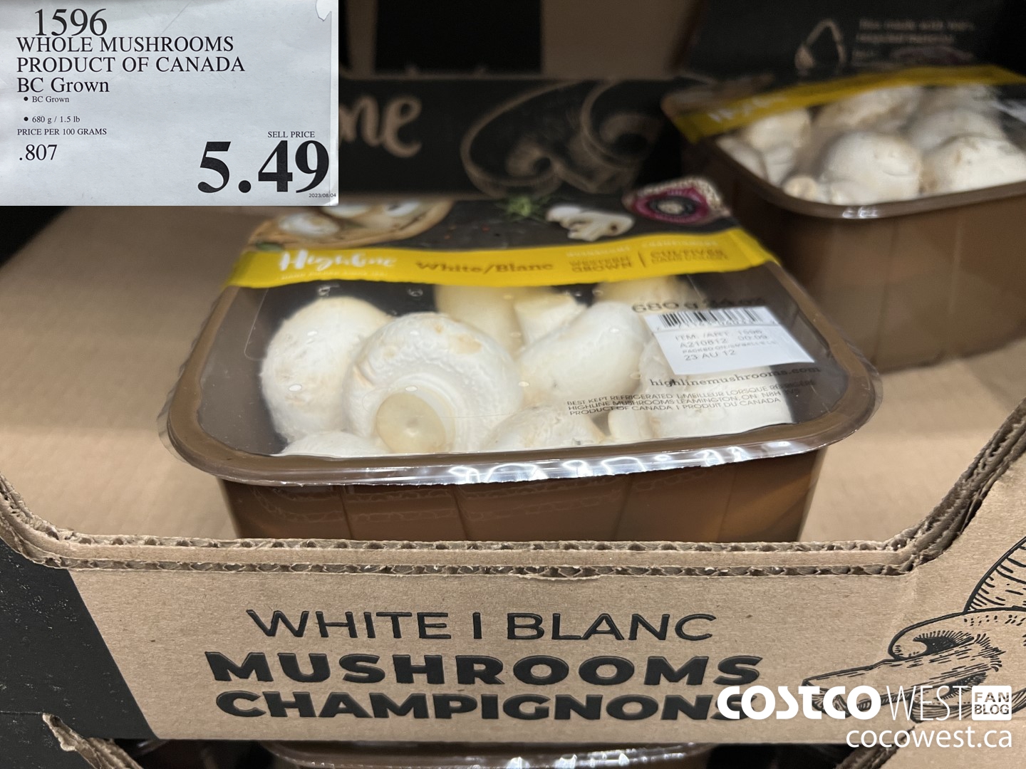 1596 WHOLE MUSHROOMS PRODUCT OF CANADA $5.49