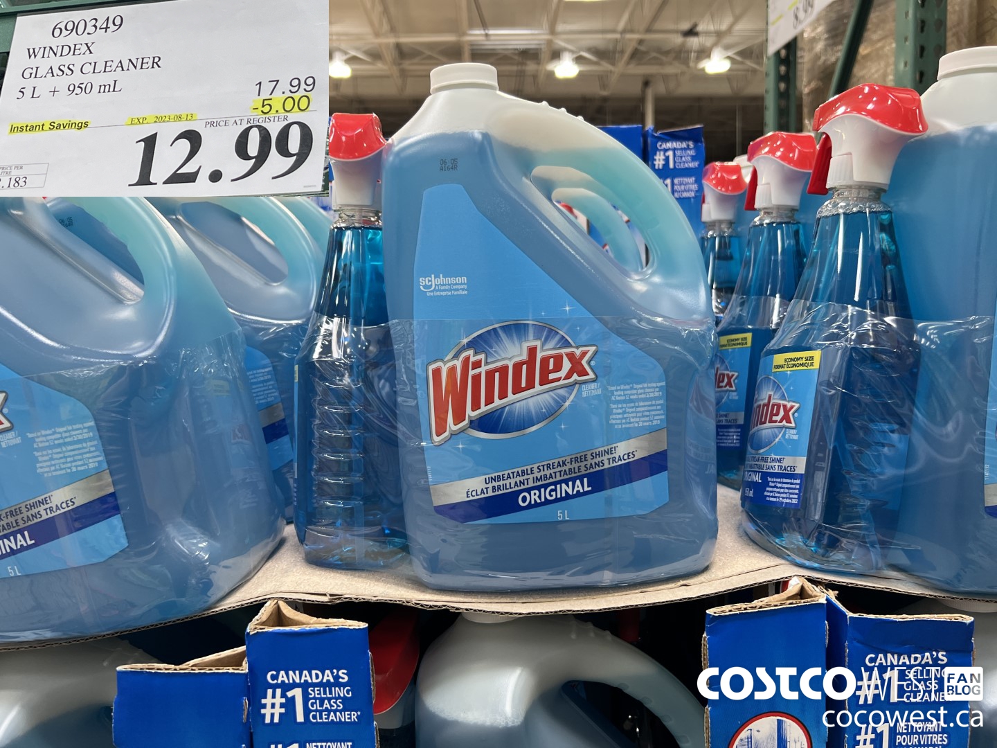 690349 WINDEX GLASS CLEANER 5L + 950ML ($5.00 INSTANT SAVINGS EXPIRES ON 2023-08-13) $12.99
