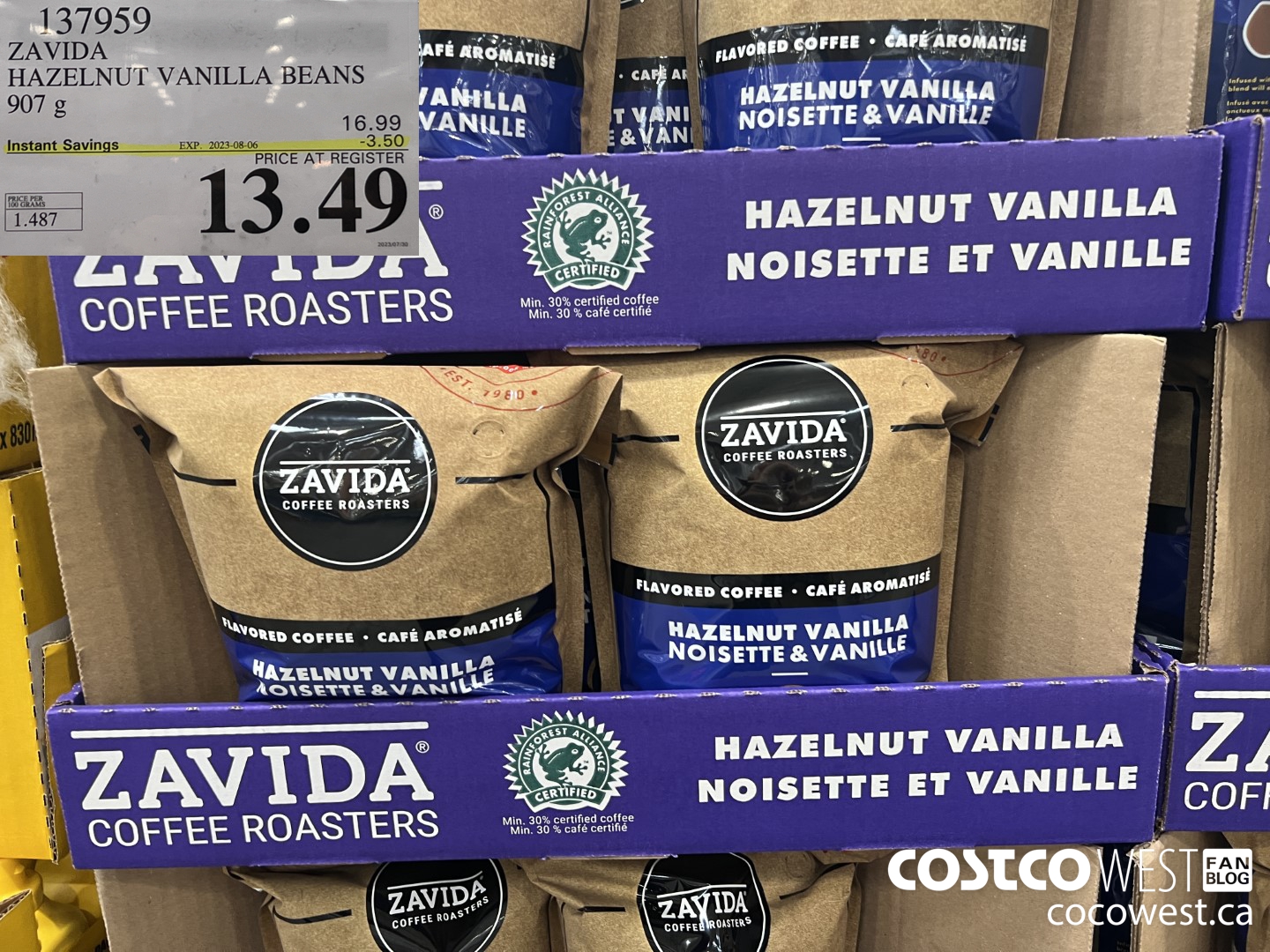 137959 ZAVIDA HAZELNUT VANILLA BEANS 907 g ($3.50 INSTANT SAVINGS EXPIRES ON 2023-08-06) $13.49