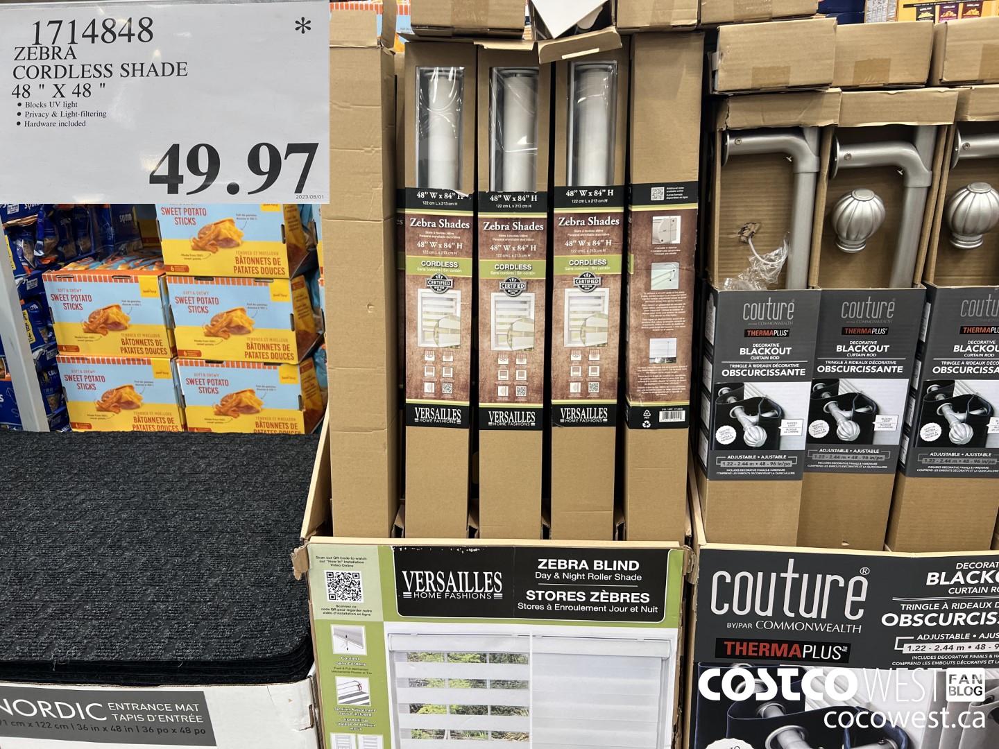 1714848 ZEBRA CORDLESS SHADE 48 X 84 IN $49.97