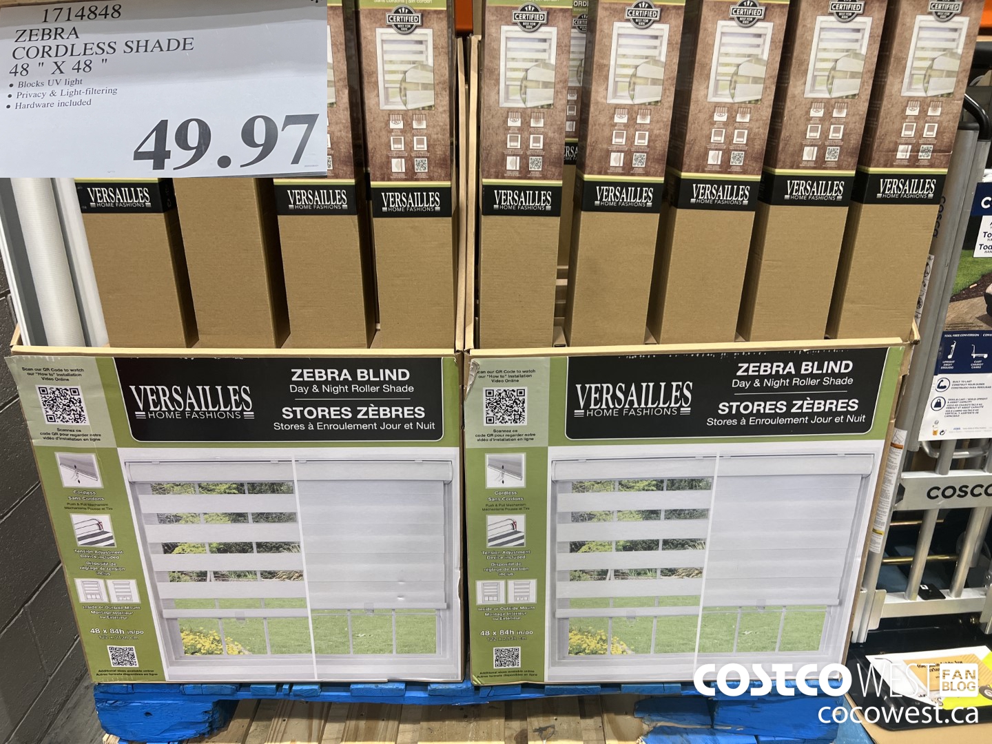 1714848 ZEBRA CORDLESS SHADE 48 X 84 IN $49.97