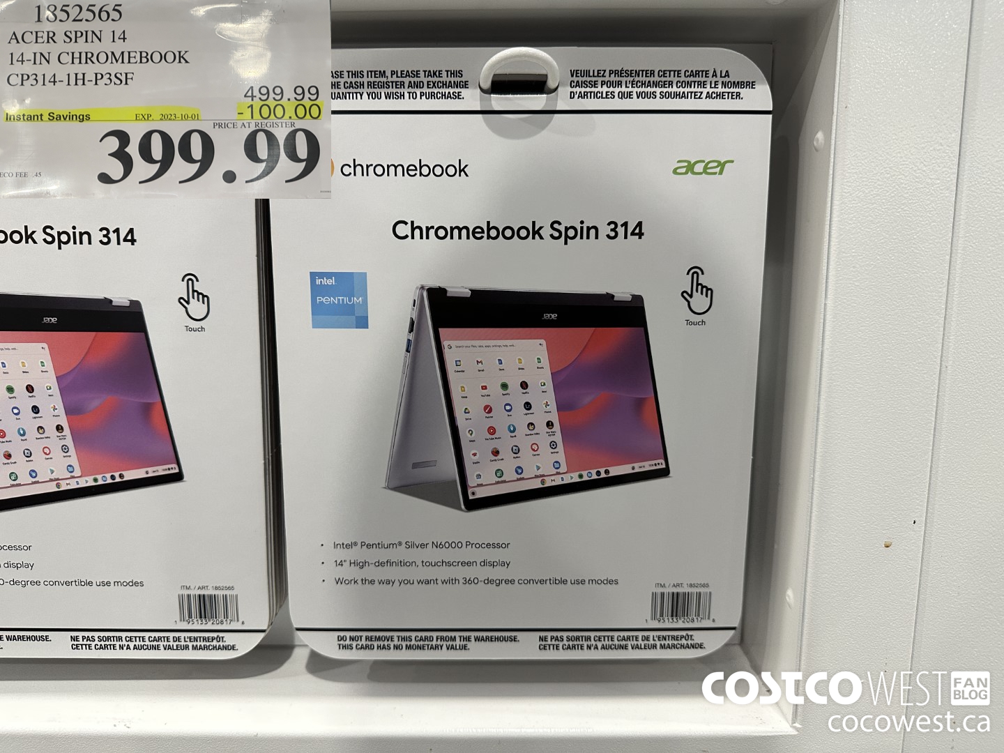 1852565 ACER SPIN 14 14-IN CHROMEBOOK CP314-1H-P3SF ($100.00 INSTANT SAVINGS EXPIRES ON 2023-10-01) $399.99