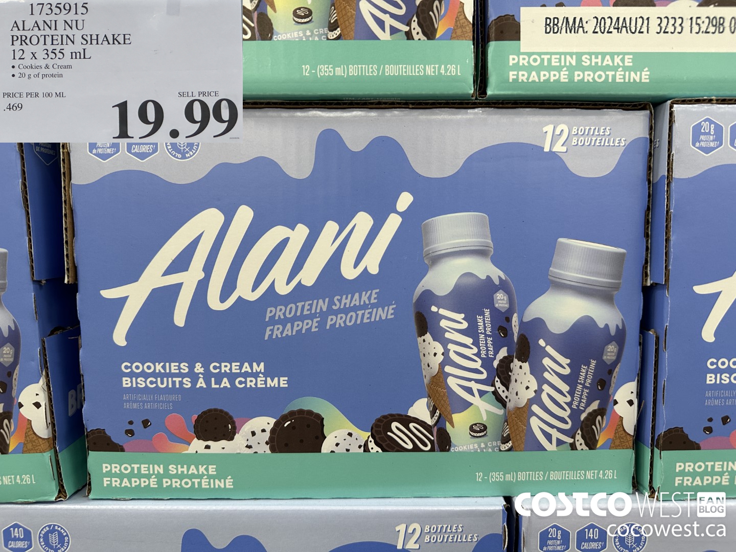1735915 ALANI NU PROTEIN SHAKE 12 X 355ML $19.99