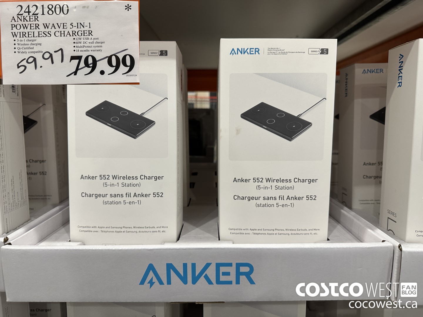 2421800 ANKER POWER WAVE 5-IN-1 WIRELESS CHARGER $59.97