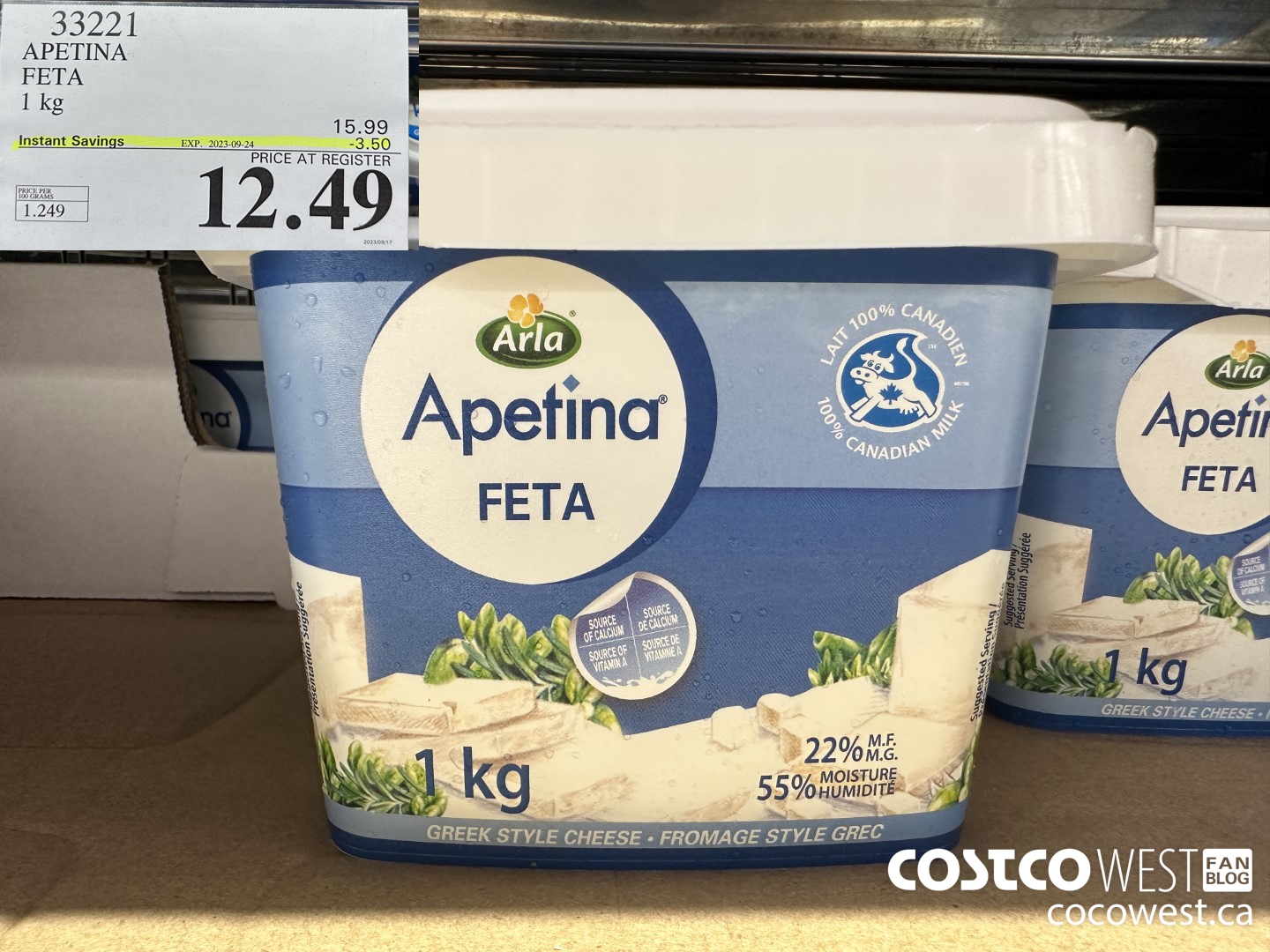 33221 APETINA FETA 1kg ($3.50 INSTANT SAVINGS EXPIRES ON 2023-09-24) $12.49