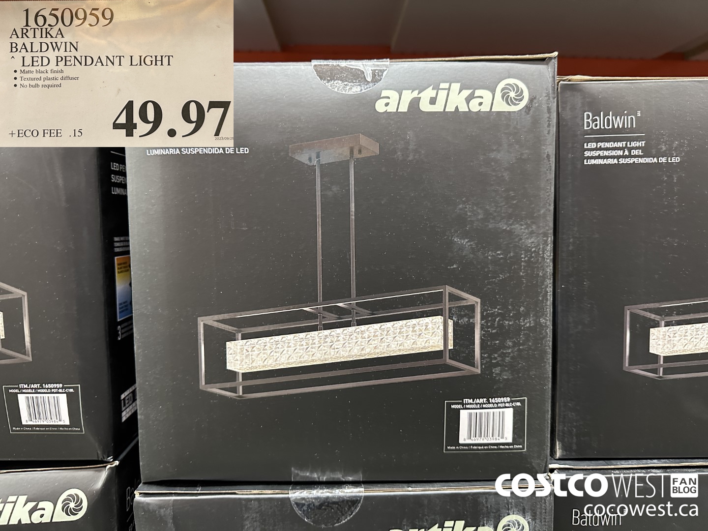 1650959 ARTIKA BALDWIN LED PENDANT LIGHT $49.97