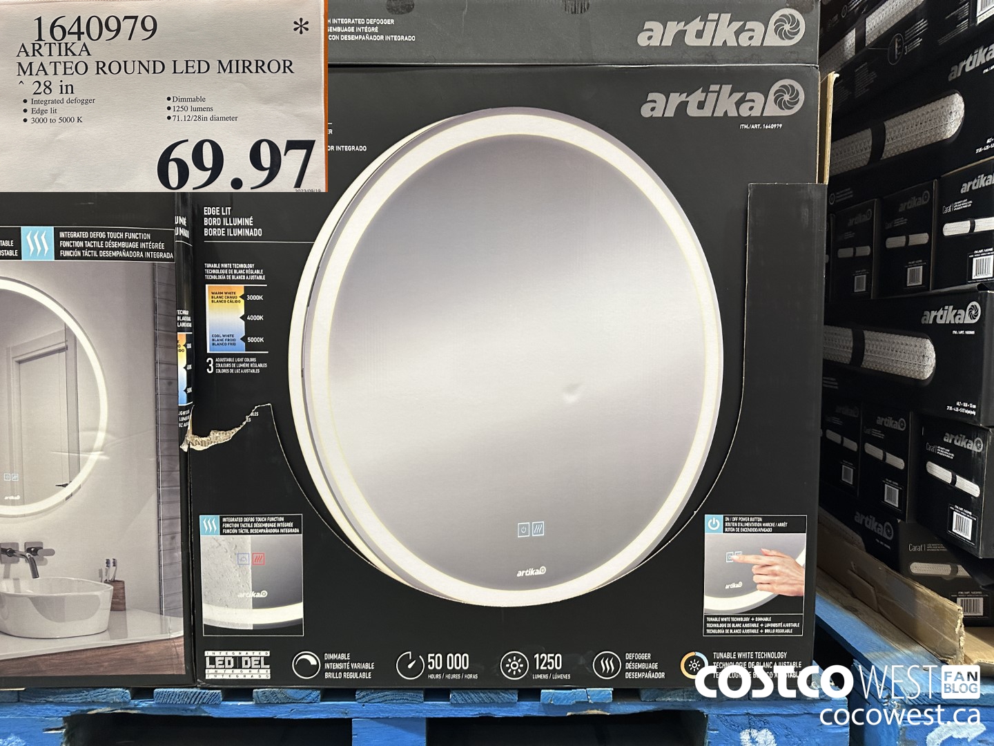 1640979 ARTIKA MATEO 28 IN LED ROUND MIRROR $69.97
