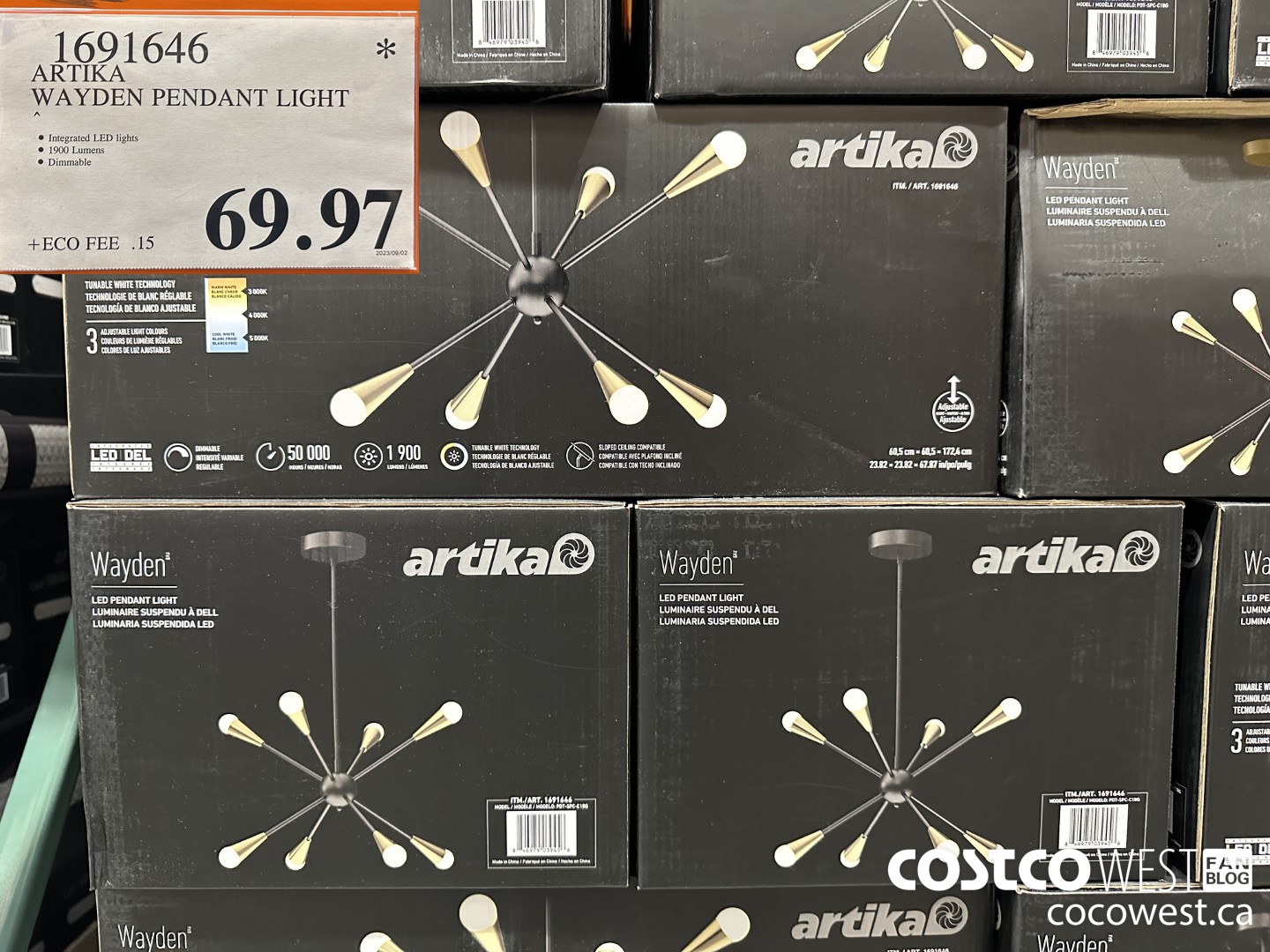 1691646 ARTIKA WAYDEN LED PENDANT LIGHT $69.97