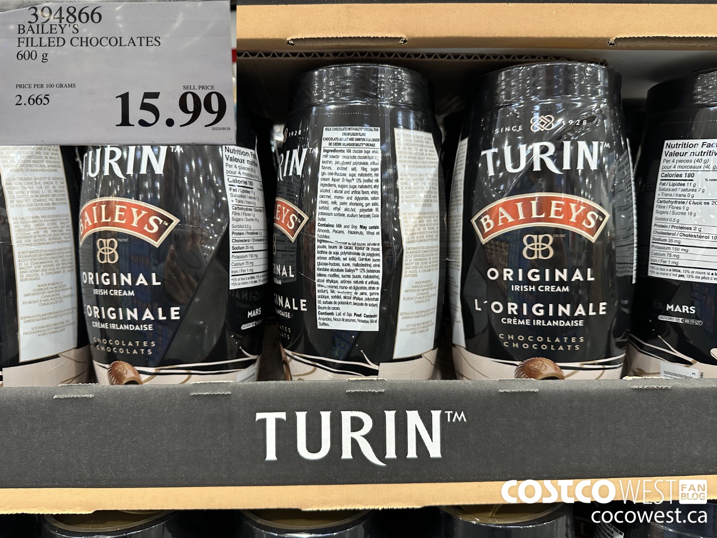 394866 BAILEY'S FILLED CHOCOLATES 600 g $15.99