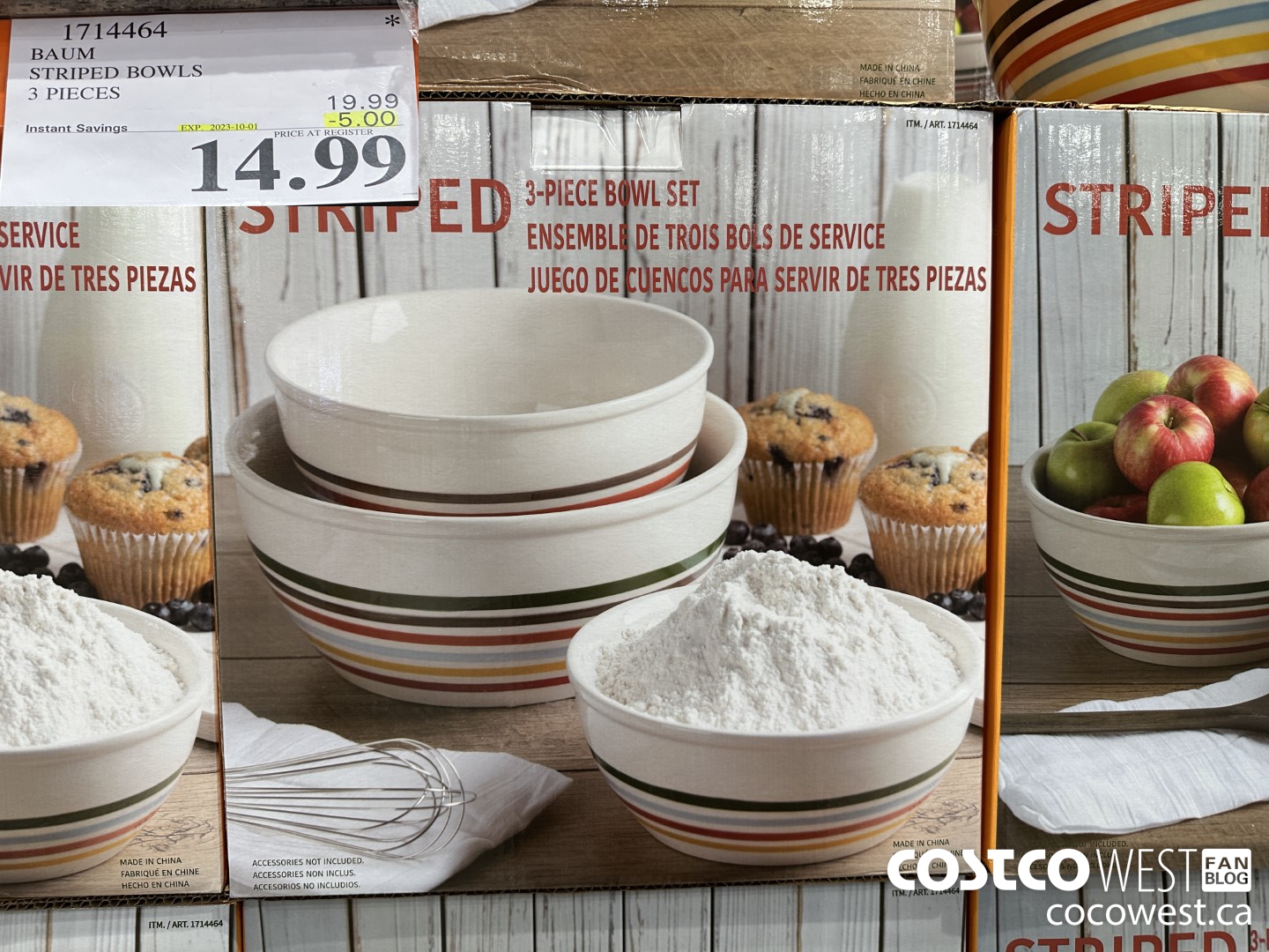 1714464 BAUM STRIPED BOWLS 3 PIECES ($5.00 INSTANT SAVINGS EXPIRES ON 2023-10-01) $14.99