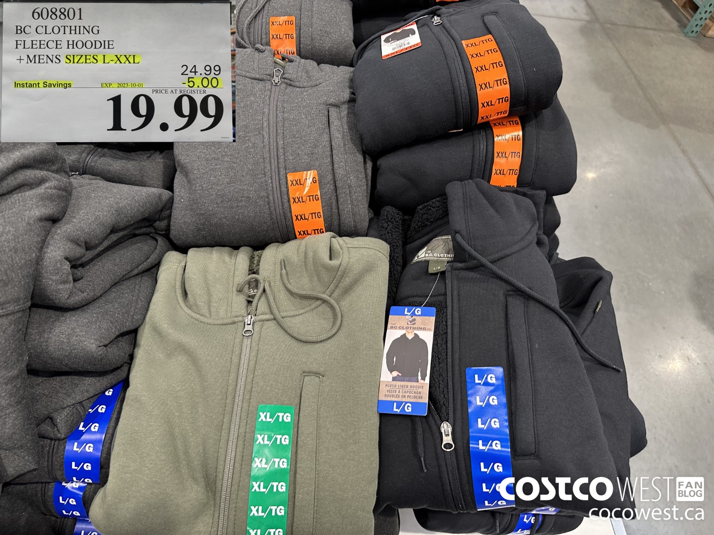 608801 BC CLOTHING FLEECE HOODIE MENS SIZES L-XXL  2023-10-1 ($5.00 INSTANT SAVINGS) $19.99