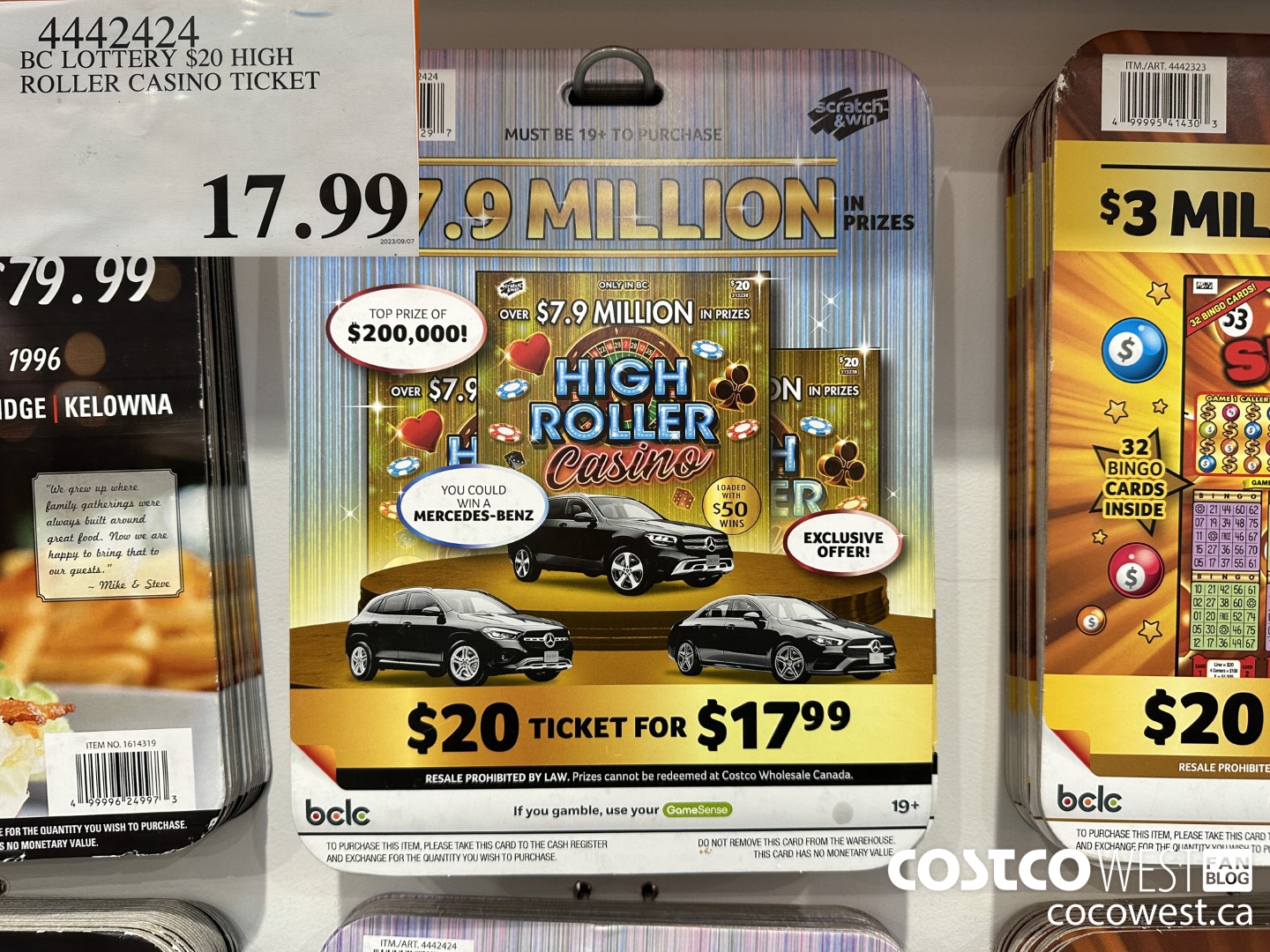 4442424 BC LOTTERY $20 HIGH ROLLER CASINO TICKET $17.99