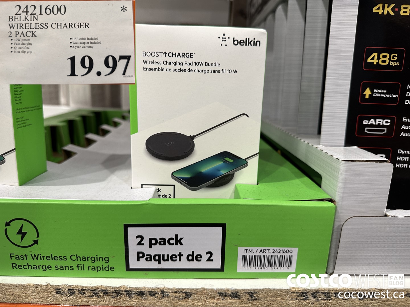 2421600 BELKIN WIRELESS CHARGER 2-PACK $19.97