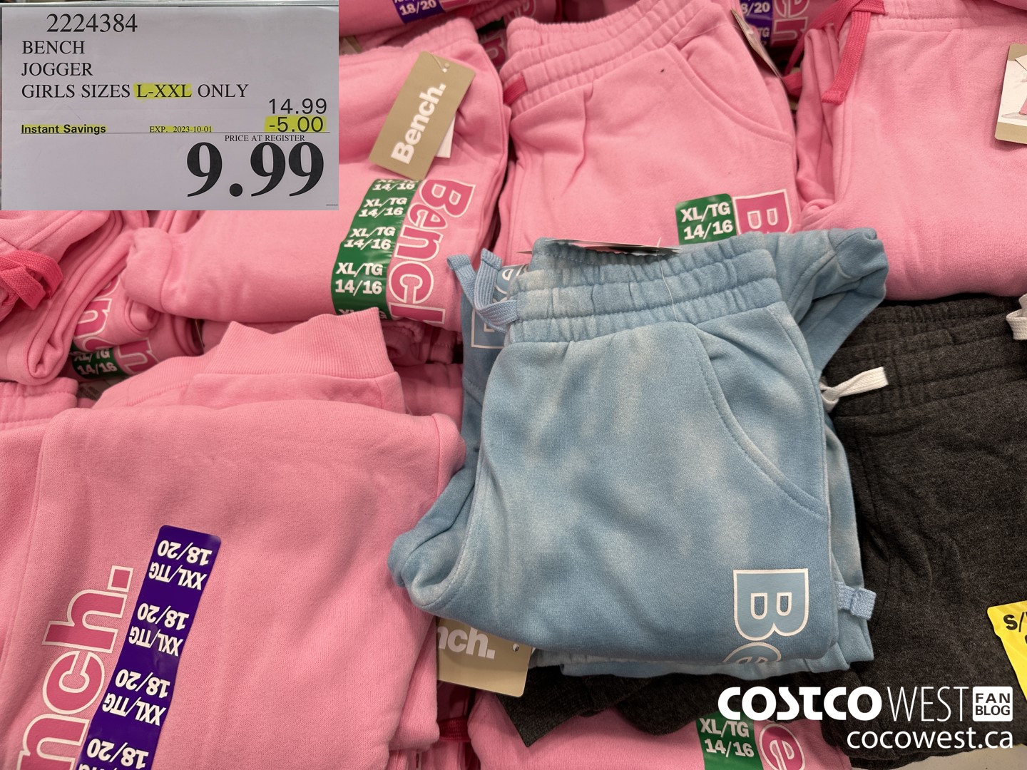 2224384 BENCH JOGGER GIRLS SIZES L-XXL ONLY ($5.00 INSTANT SAVINGS EXPIRES ON 2023-10-01) $9.99