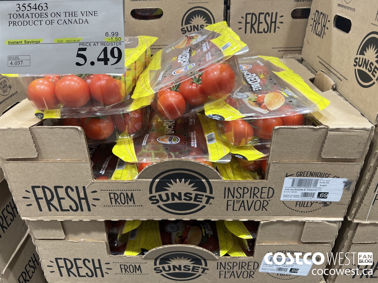 355463 BIG TASTE TOMATOES ON THE VINE PRODUCT OF CANADA ($1.50 INSTANT SAVINGS EXPIRES ON 2023-09-05) $5.49