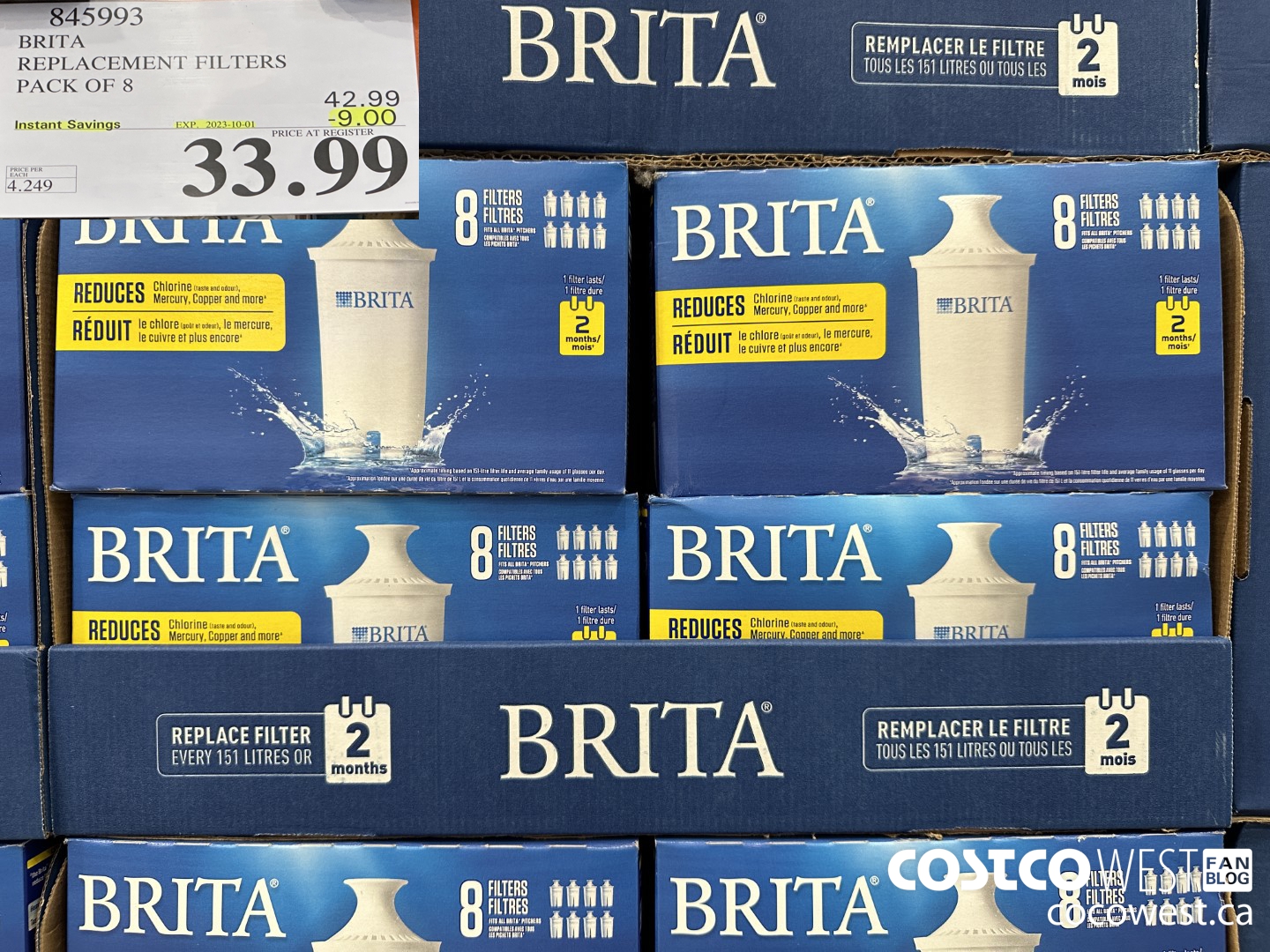 845993 BRITA REPLACEMENT FILTERS PACK OF 8 ($9.00 INSTANT SAVINGS EXPIRES ON 2023-10-01) $33.99