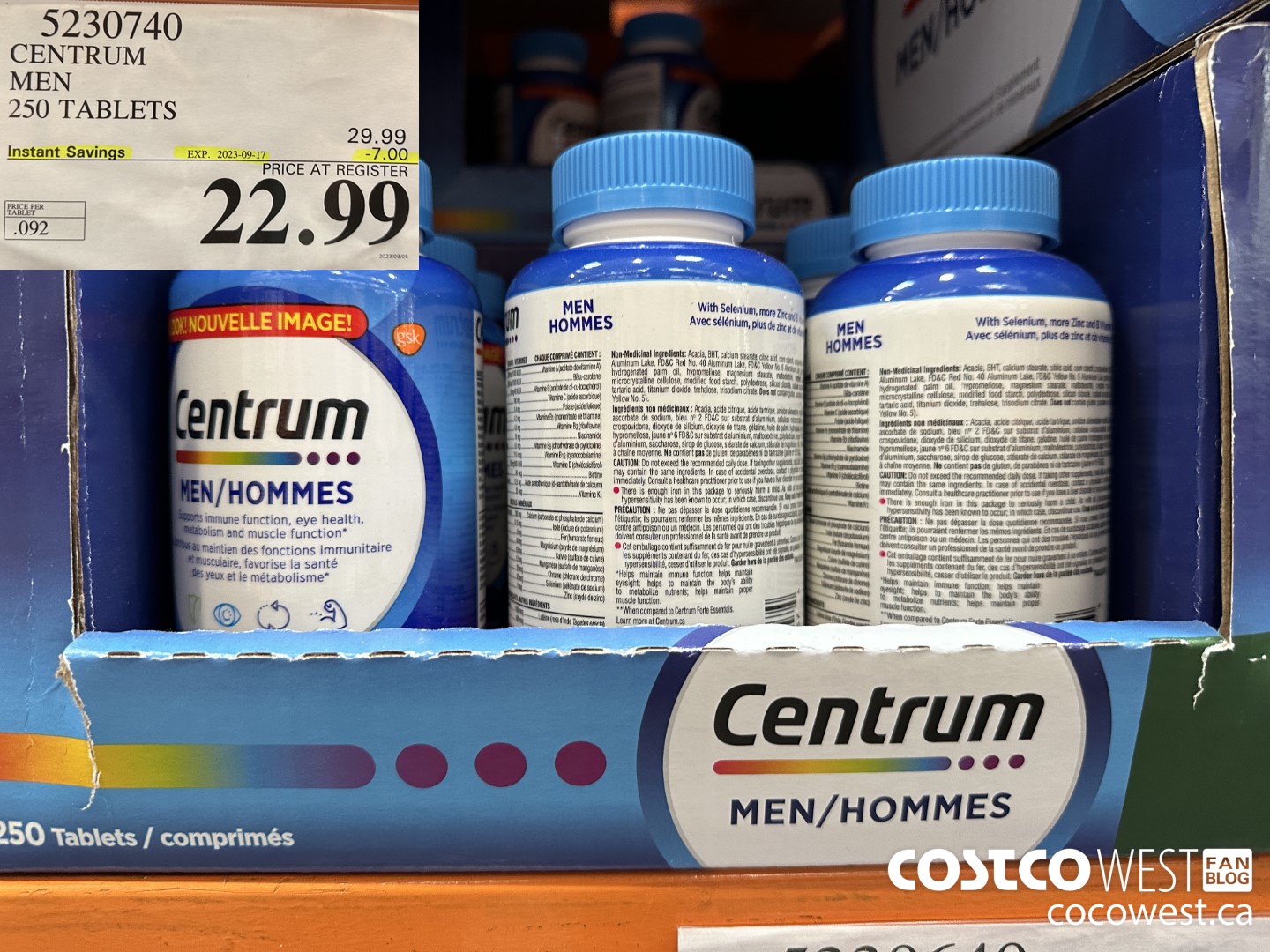 5230740 CENTRUM MEN 250 TABLETS ($7.00 INSTANT SAVINGS EXPIRES ON 2023-09-17) $22.99