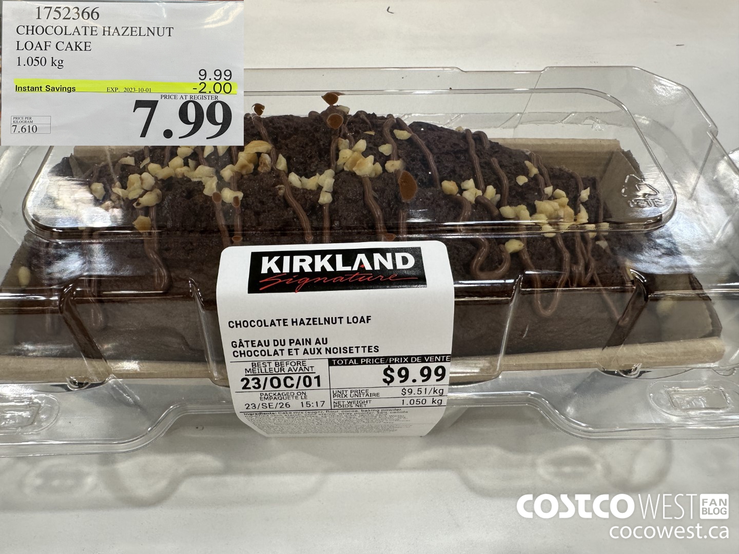 1752366 CHOCOLATE HAZELNUT LOAF CAKE 1.050 KG ($2.00 INSTANT SAVINGS EXPIRES ON 2023-10-01) $7.99