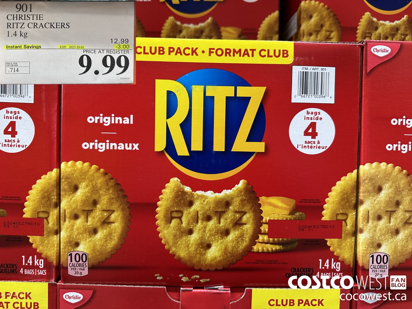 901 CHRISTIE RITZ CRACKERS 1.4 kg ($3.00 INSTANT SAVINGS EXPIRES ON 2023-10-01) $9.99