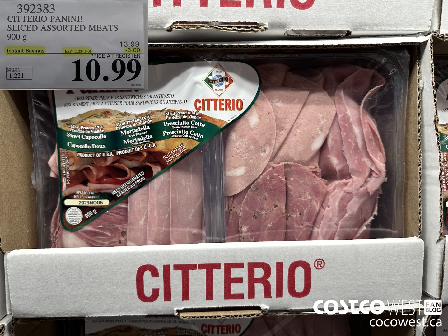 392383 CITTERIO PANINI! SLICED ASSORTED MEATS 900 g ($3.00 INSTANT SAVINGS EXPIRES ON 2023-10-01) $10.99