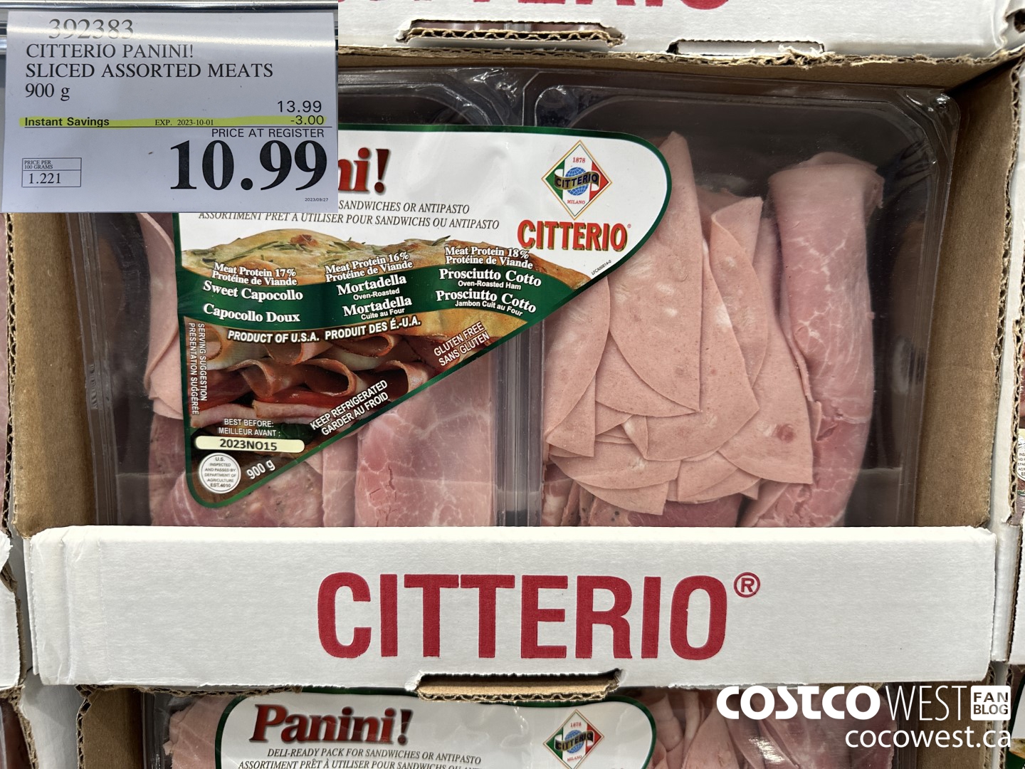 392383 CITTERIO PANINI! SLICED ASSORTED MEATS 900 g ($3.00 INSTANT SAVINGS EXPIRES ON 2023-10-01) $10.99