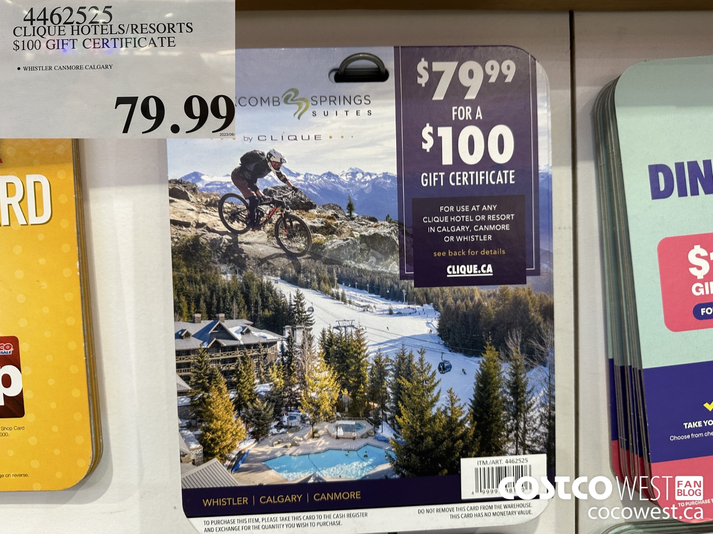 4462525 CLIQUE HOTELS/RESORTS $100 GIFT CERTIFICATE $79.99