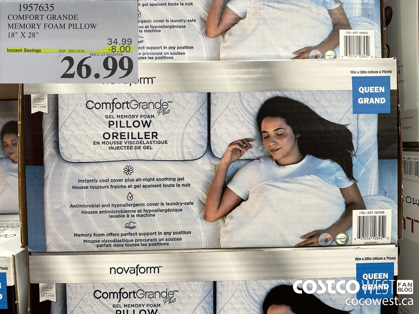 1957635 COMFORT GRANDE MEMORY FOAM PILLOW 18