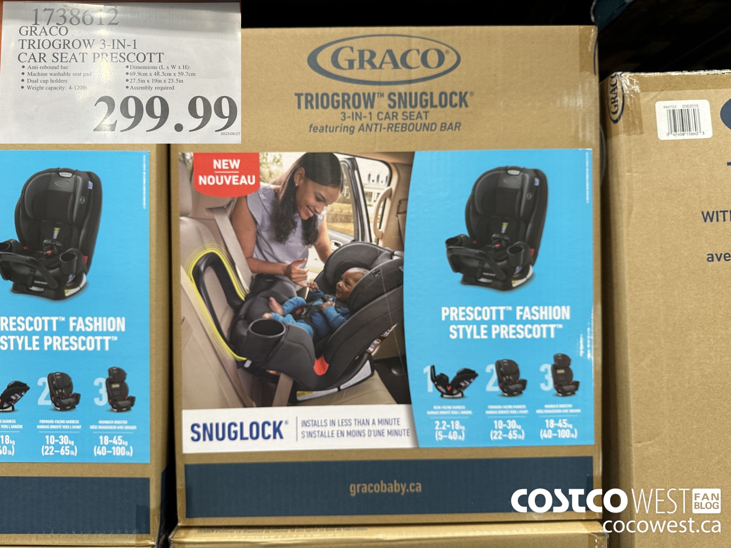 1738612 CRACO TRIOGROW 3-IN-1 CAR SEAT PRESCOTT $299.99