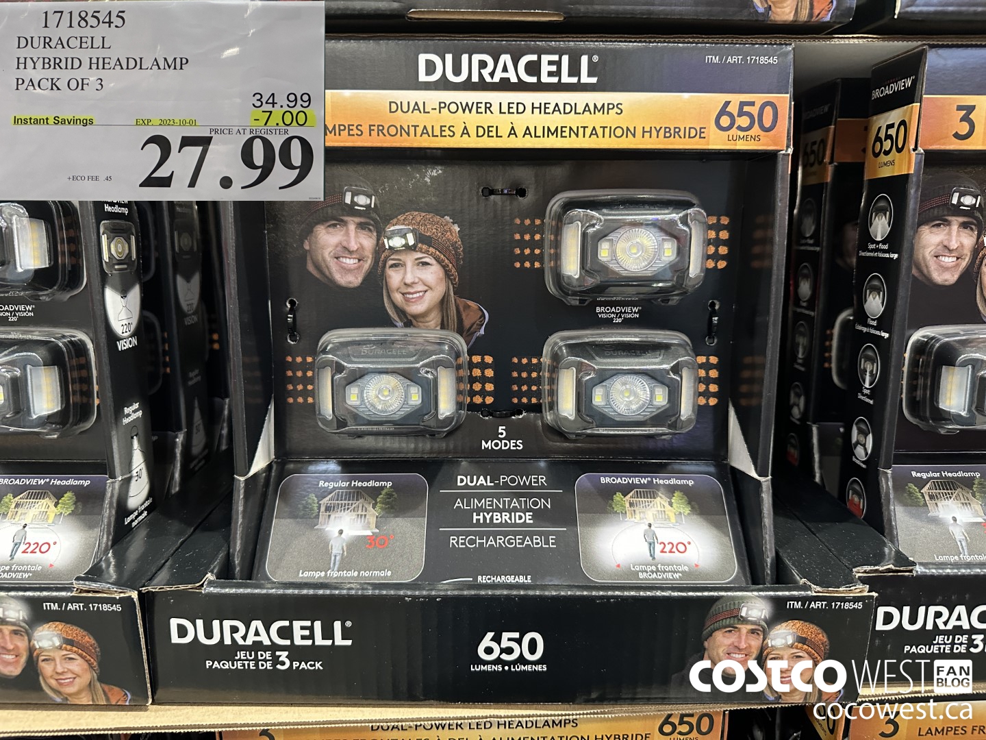 1718545 DURACELL HYBRID HEADLAMP PACK OF 3 ($7.00 INSTANT SAVINGS EXPIRES ON 2023-10-01) $27.99