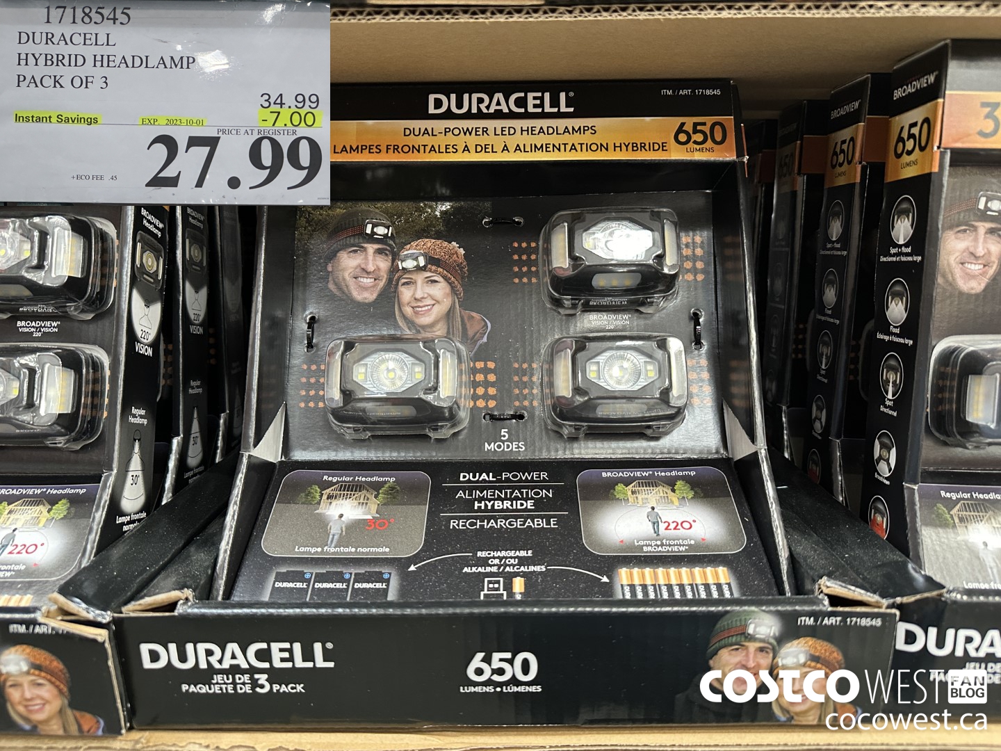 1718545 DURACELL HYBRID HEADLAMP PACK OF 3 ($7.00 INSTANT SAVINGS EXPIRES ON 2023-10-01) $27.99