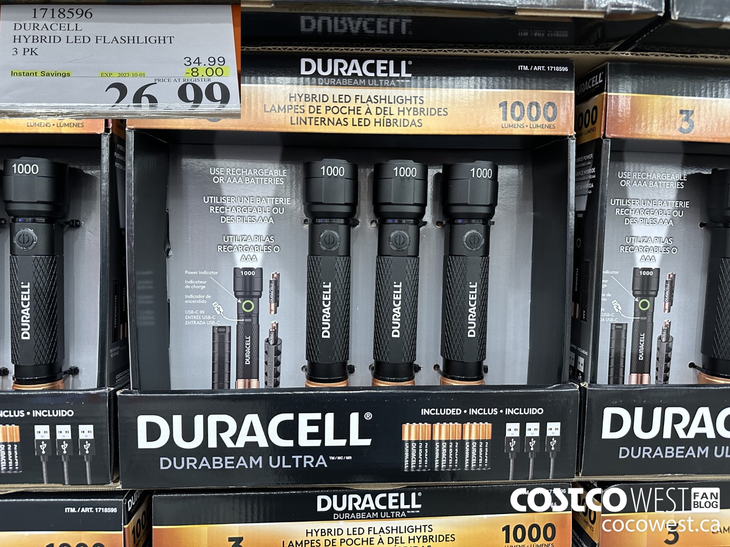 1718596 DURACELL HYBRID LED FLASHLIGHT 3 PK ($8.00 INSTANT SAVINGS EXPIRES ON 2023-10-01) $26.99