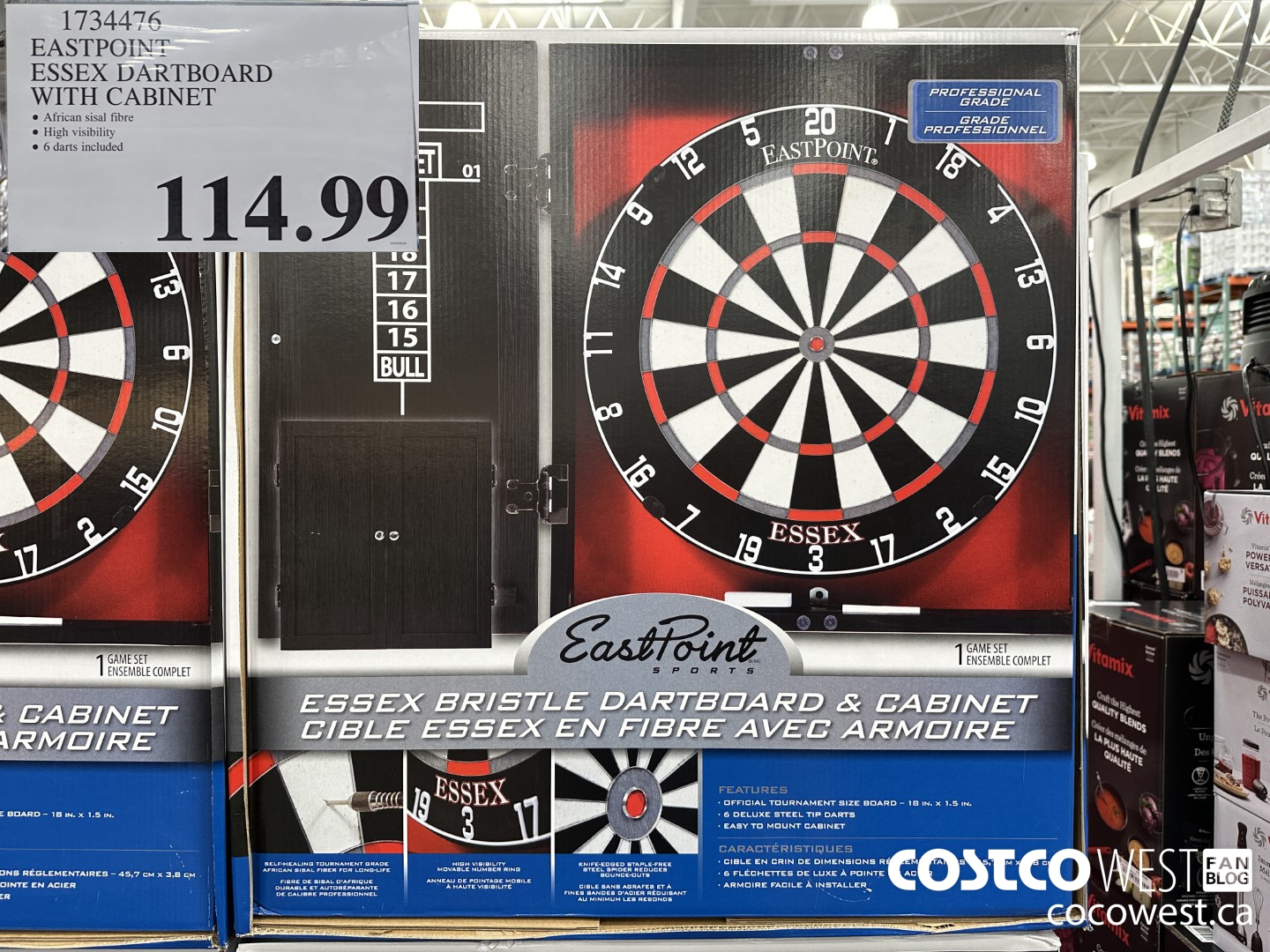1734476 EASTPOINT ESSEX DARTBOARD WITH CABINET $114.99