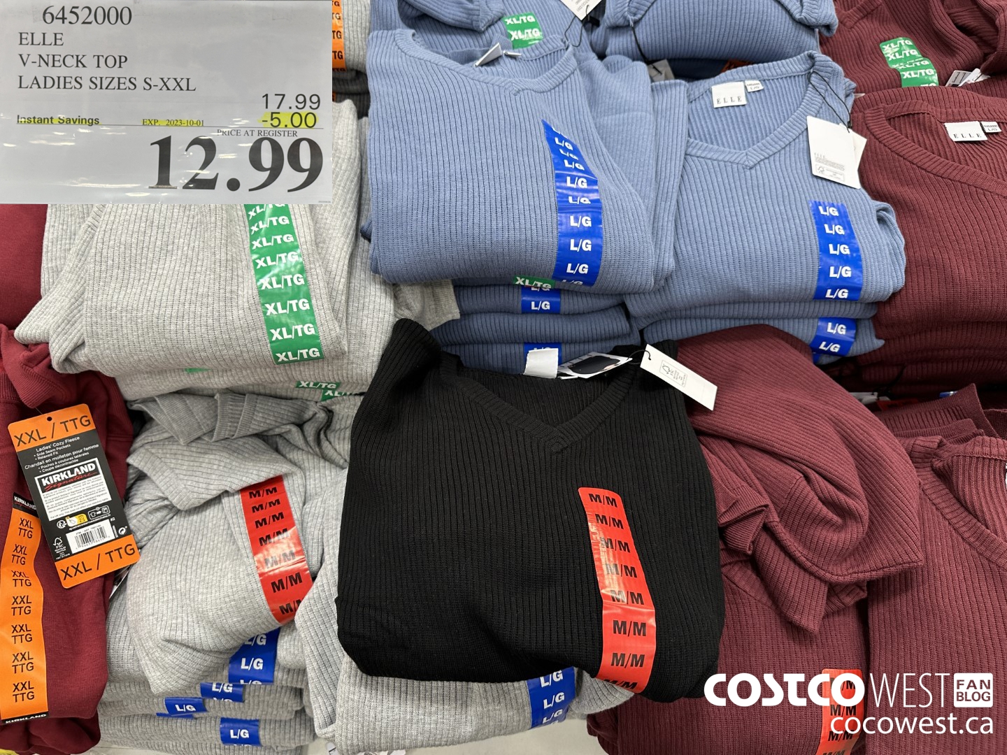 6452000 ELLE V-NECK TOP LADIES SIZES S-XXL ($5.00 INSTANT SAVINGS EXPIRES ON 2023-10-01) $12.99