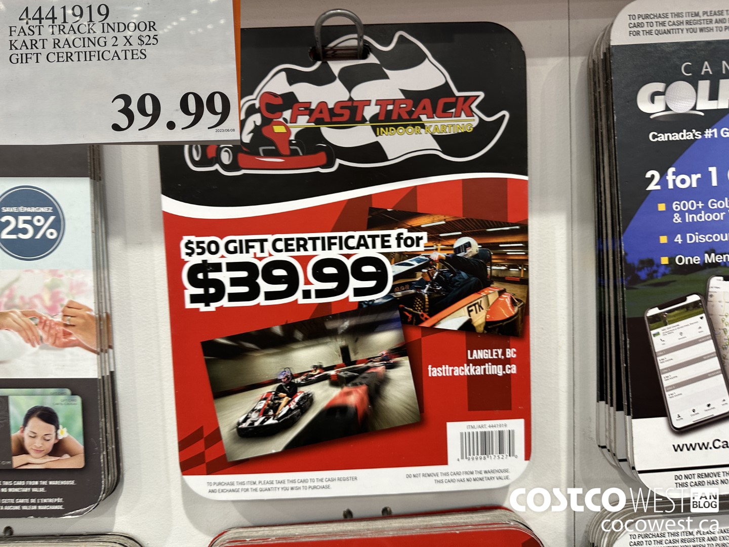 4441919 FAST TRACK INDOOR KART RACING 2 X $25 GIFT CERTIFICATES $39.99