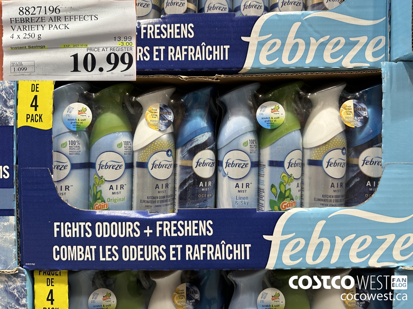 8827196 FEBREZE AIR EFFECTS VARIETY PACK 4 X 250 G ($3.00 INSTANT SAVINGS EXPIRES ON 2023-10-08) $10.99
