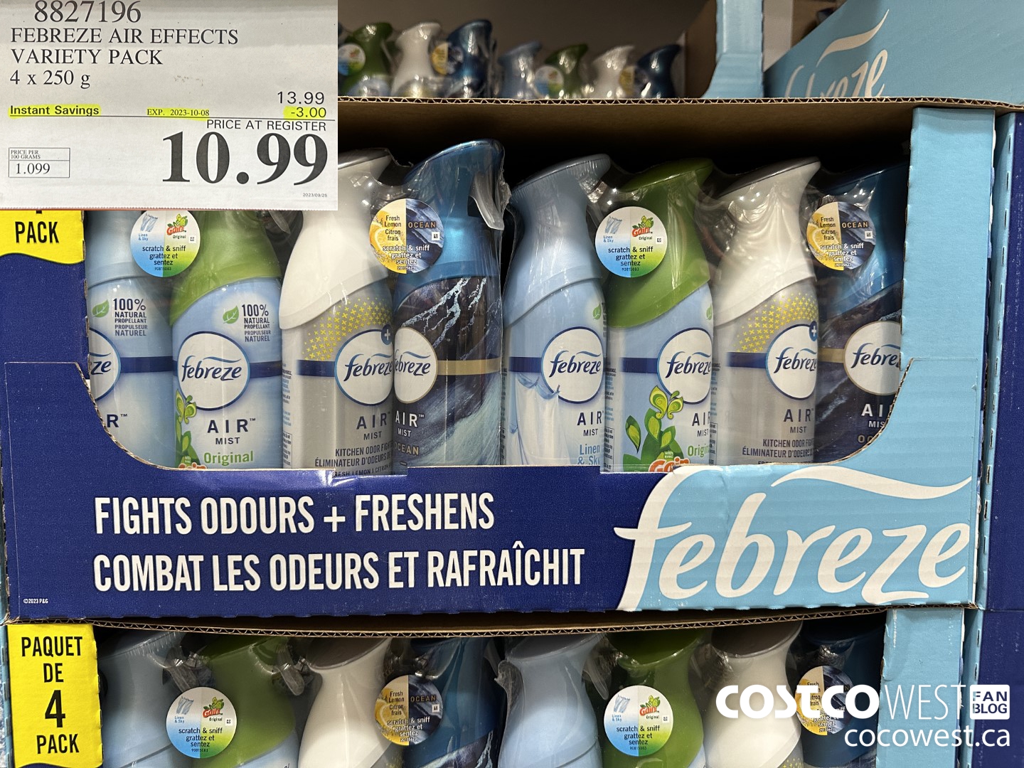 8827196 FEBREZE AIR EFFECTS VARIETY PACK 4 X 250 G ($3.00 INSTANT SAVINGS EXPIRES ON 2023-10-08) $10.99