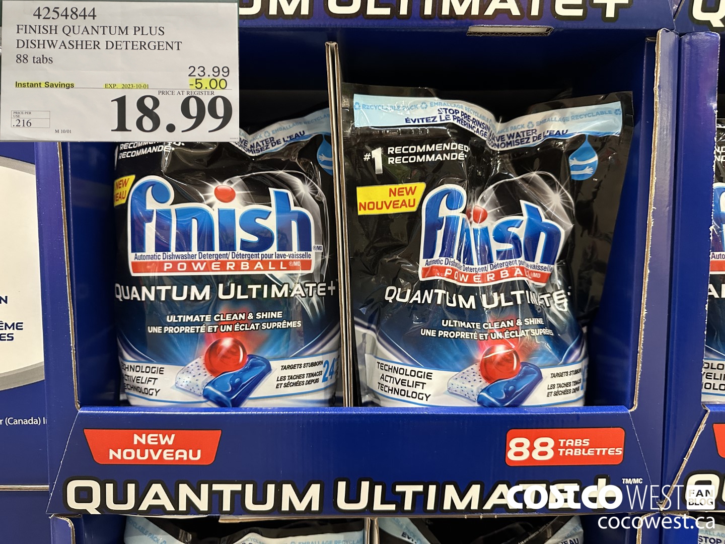 4254844 FINISH QUANTUM PLUS DISHWASHER DETERGENT 88 tabs ($5.00 INSTANT SAVINGS EXPIRES ON 2023-10-01) $18.99